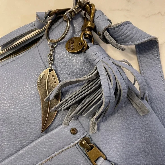 The Sak Ladera Light Blue Pebbled Leather Crossbody Bag - Picture 4 of 10